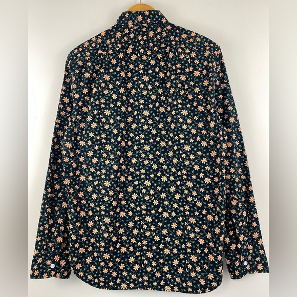 J. Crew Mens Slim Flex Orange Floral Print Long Sleeve Button Up Shirt Sz M NWT - Picture 2 of 7